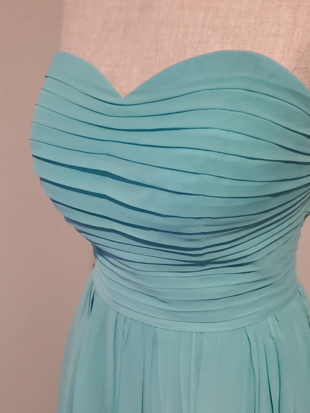Azazie Strapless High-Low Chiffon Dress in Turquoise Blue, Size M - Picture 4 of 12